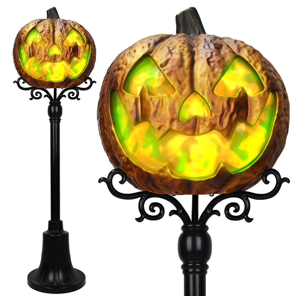 Flaming Jack-O-Lantern Lamp Post™